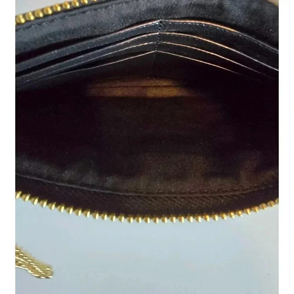 COACH ZIP WRISTLET F73044 WITH CHAIN BLACK CROSSGRAIN LEATHER NEW NWOT - Picture 5 of 7